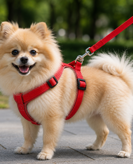 Gezdirme Kayışlı Dokuma Köpek Göğüs Tasma Seti 32*47-110 cm Kırmızı