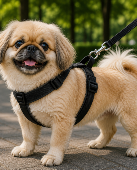Gezdirme Kayışlı Dokuma Köpek Göğüs Tasma Seti 32*47-110 cm Siyah