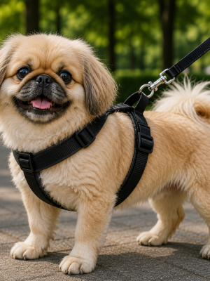 Gezdirme Kayışlı Dokuma Köpek Göğüs Tasma Seti 32*47-110 cm Siyah