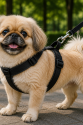 Gezdirme Kayışlı Dokuma Köpek Göğüs Tasma Seti 32*47-110 cm Siyah