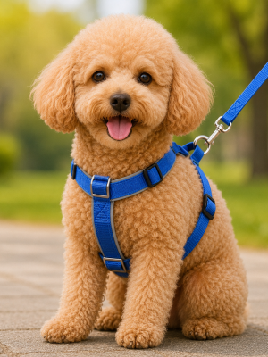 Gezdirme Kayışlı Dokuma Köpek Göğüs Tasma Seti 32*47-110 cm Mavi