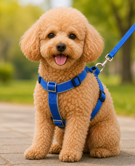 Gezdirme Kayışlı Dokuma Köpek Göğüs Tasma Seti 32*47-110 cm Mavi