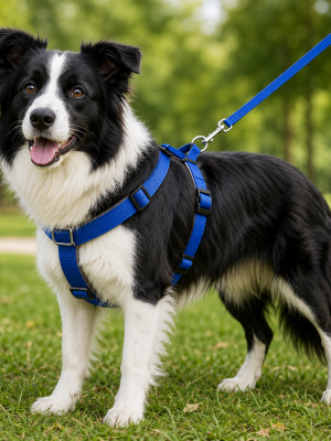 Gezdirme Kayışlı Dokuma Köpek Göğüs Tasma Seti 40*60-110 cm Mavi