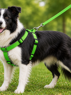 Gezdirme Kayışlı Dokuma Köpek Göğüs Tasma Seti 40*60-110 cm Neon Yeşil