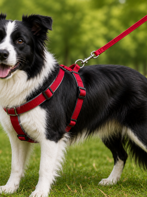 Gezdirme Kayışlı Dokuma Köpek Göğüs Tasma Seti 40*60-110 cm Kırmızı
