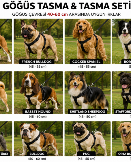 Gezdirme Kayışlı Dokuma Köpek Göğüs Tasma Seti 40*60-110 cm Siyah Gezdirme Kayışlı Dokuma Köpek Göğüs Tasma Seti 40*60-110 cm Siyah