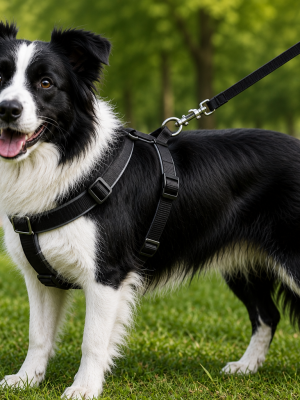 Gezdirme Kayışlı Dokuma Köpek Göğüs Tasma Seti 40*60-110 cm Siyah