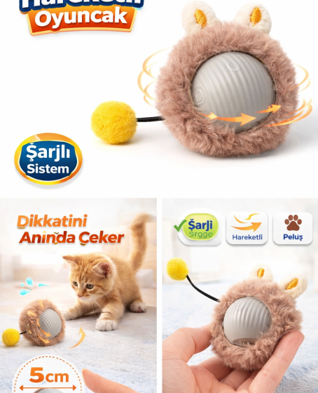 KP Şarjlı Hareketli Peluş Kedi Oyuncağı Kuyruklu 5 cm – İnteraktif Titreşimli Hareketli Top KP Şarjlı Hareketli Peluş Kedi Oyuncağı Kuyruklu 5 cm – İnteraktif Titreşimli Hareketli Top