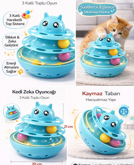 Hacıyatmaz Kedi Oyuncağı 3 Katlı Toplu Zeka Oyuncağı 20x21 cm – Devrilmez Interaktif Mama Oyuncağı Hacıyatmaz Kedi Oyuncağı 3 Katlı Toplu Zeka Oyuncağı 20x21 cm – Devrilmez Interaktif Mama Oyuncağı