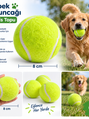 KP Köpek Oyuncağı Tenis Topu Sert 2’li 8 cm – Dayanıklı Köpek Topu