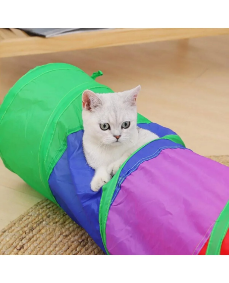 Gökkuşağı Desenli Kedi Oyun Tüneli, Katlanabilir 125 cm Gökkuşağı Desenli Kedi Oyun Tüneli, Katlanabilir 125 cm