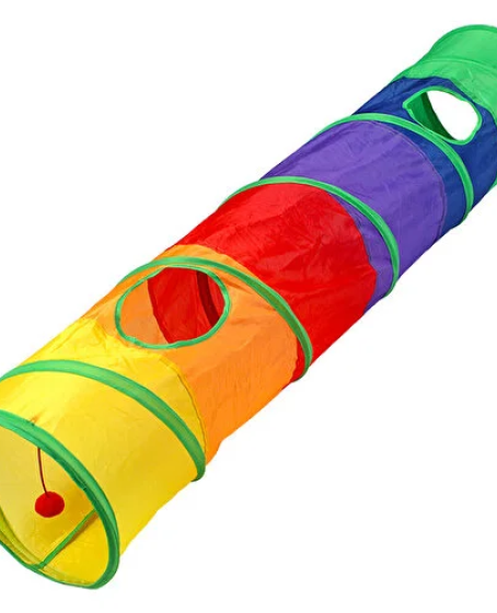Gökkuşağı Desenli Kedi Oyun Tüneli, Katlanabilir 125 cm Gökkuşağı Desenli Kedi Oyun Tüneli, Katlanabilir 125 cm