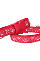 Dalga Desenli Dokuma Köpek Boyun Tasması 2 cm x 31-47 cm Kırmızı