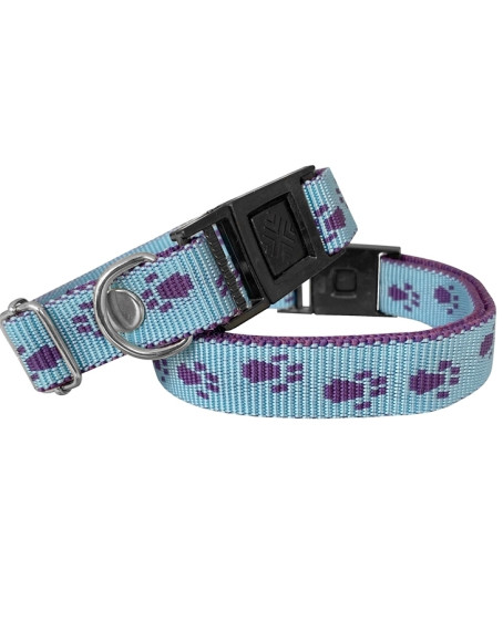 Köpek Tasması Patili Dokuma 2 cm - Min: 30 cm - Max: 50 cm Açık Mavi
