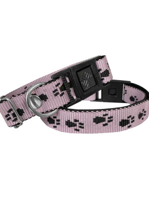 Köpek Tasması Patili Dokuma 2 cm - Min: 30 cm - Max: 50 cm Açık Pembe