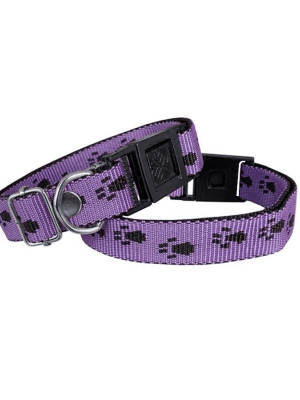 Köpek Tasması Patili Dokuma 2 cm - Min: 30 cm - Max: 50 cm Mor