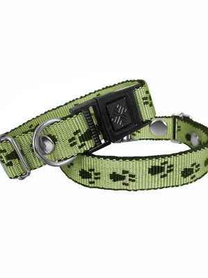 Köpek Tasması Patili Dokuma 2 cm - Min: 30 cm - Max: 50 cm Yeşil