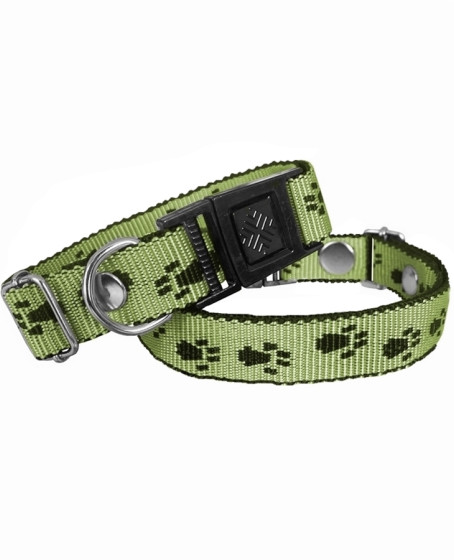 Köpek Tasması Patili Dokuma 2 cm - Min: 30 cm - Max: 50 cm Yeşil