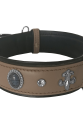 Deri Doğal Taşlı Köpek Boyun Tasması 28-33 cm X-Small Taba
