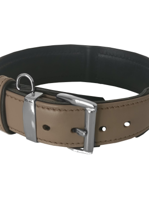Deri Doğal Taşlı Köpek Boyun Tasması 28-33 cm X-Small Taba