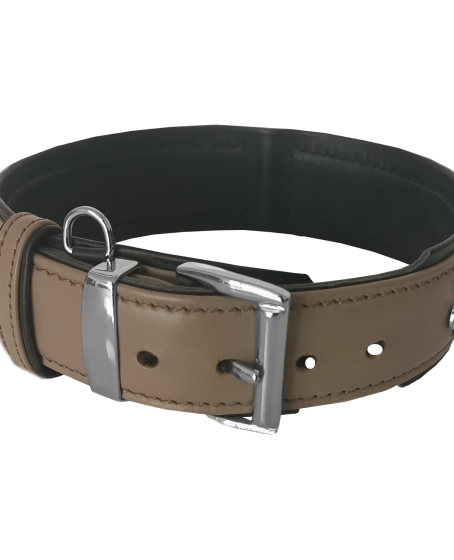 Deri Doğal Taşlı Köpek Boyun Tasması 28-33 cm X-Small Taba