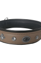 Deri Doğal Taşlı Köpek Boyun Tasması 28-33 cm X-Small Taba