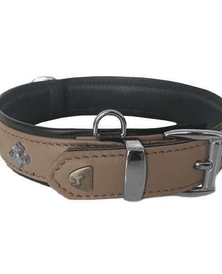 Deri Doğal Taşlı Köpek Boyun Tasması 28-33 cm X-Small Taba