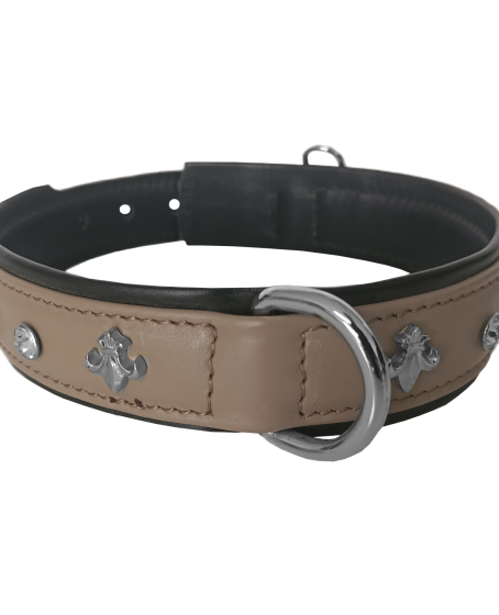 Deri Doğal Taşlı Köpek Boyun Tasması 28-33 cm X-Small Taba