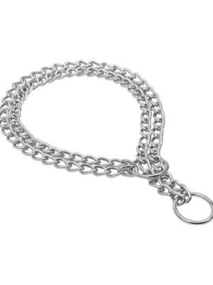 Eğitim Serisi Çift Sıra Boğma Zincirli Köpek Boyun Tasması - 2,5x35-45cm Chrome