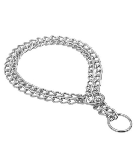 Eğitim Serisi Çift Sıra Boğma Zincirli Köpek Boyun Tasması - 2,5x35-45cm Chrome