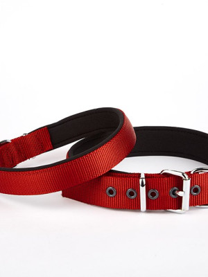 Dokuma Köpek Boyun Tasması 45-52 cm Kırmızı