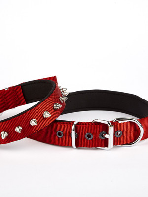 Çivi Desenli Köpek Tasması 2,5*60 cm Kırmızı