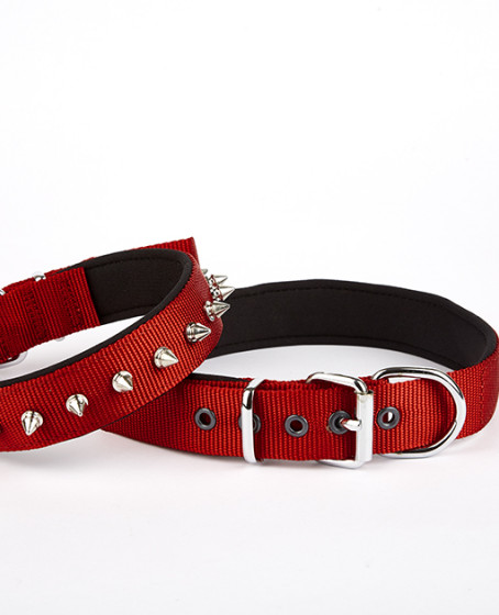 Çivi Desenli Köpek Tasması 2,5*60 cm Kırmızı Çivi Desenli Köpek Tasması 2,5*60 cm Kırmızı