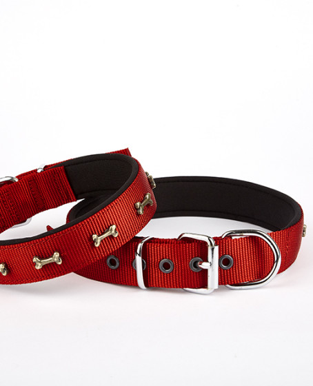 Softlu Kemik Desenli Köpek Tasması 2 cm x 40 cm Kırmızı Softlu Kemik Desenli Köpek Tasması 2 cm x 40 cm Kırmızı