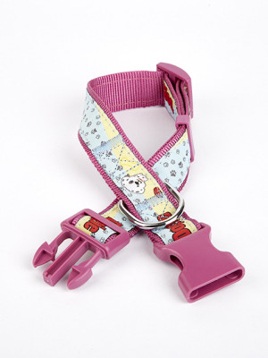 Pati Desenli Dokuma Köpek Boyun Tasması 3 cm x 36-60 cm Mor