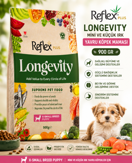 Reflex Plus Longevity Mini ve Küçük Irk Yavru Köpek Maması 900 Gr Reflex Plus Longevity Mini ve Küçük Irk Yavru Köpek Maması 900 Gr