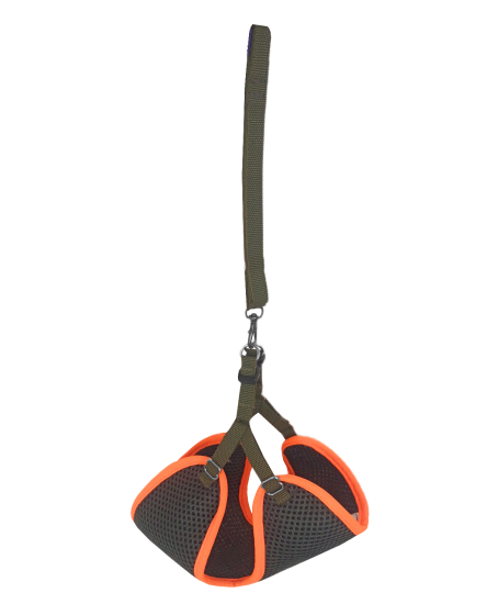 Kedi Köpek Havalı Göğüs Tasma Seti Medium 36-43 cm + 130 cm Haki Turuncu