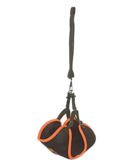 Kedi Köpek Havalı Göğüs Tasma Seti Medium 36-43 cm + 130 cm Haki Turuncu