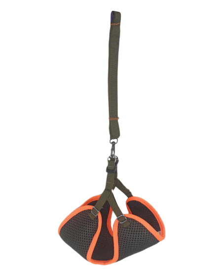 Kedi Köpek Havalı Göğüs Tasma Seti Small 32-40 cm + 130 cm Haki Turuncu