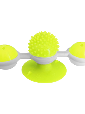 Vantuzlu Fırıldak Toplu Dönen Kedi Oyuncağı 8 cm-18 cm Sarı