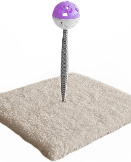 Yaylı Toplu Hacıyatmaz Kedi Aktivite Oyuncağı 16-20 cm Krem Rengi