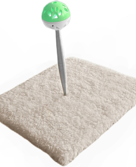 Yaylı Toplu Hacıyatmaz Kedi Aktivite Oyuncağı 16-20 cm Krem Rengi