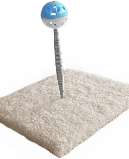 Yaylı Toplu Hacıyatmaz Kedi Aktivite Oyuncağı 16-20 cm Krem Rengi