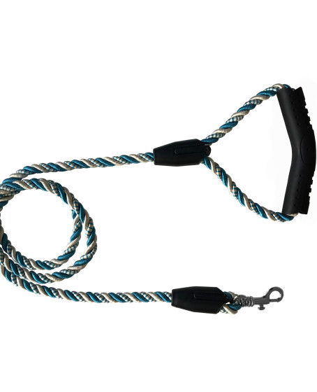 Üçlü Sarmallı Köpek Gezdirme Halatı 1 cm-120 cm Mavi Beyaz Üçlü Sarmallı Köpek Gezdirme Halatı 1 cm-120 cm Mavi Beyaz