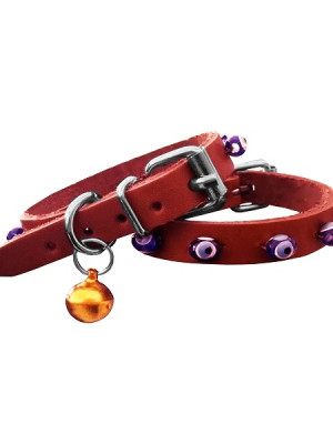Nazar Boncuklu Küçük Irk Köpek Tasması 1,5x28-32 cm Kırmızı XLarge