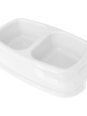 İkili Plastik Mama Ve Su Kabı 500 + 500 Ml Beyaz
