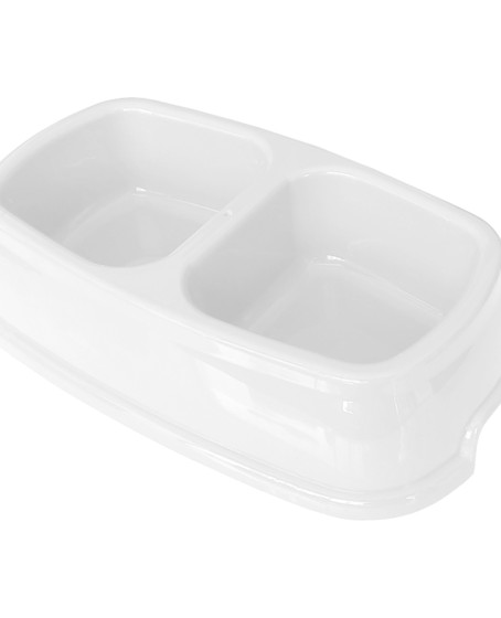 İkili Plastik Mama Ve Su Kabı 500 + 500 Ml Beyaz İkili Plastik Mama Ve Su Kabı 500 + 500 Ml Beyaz