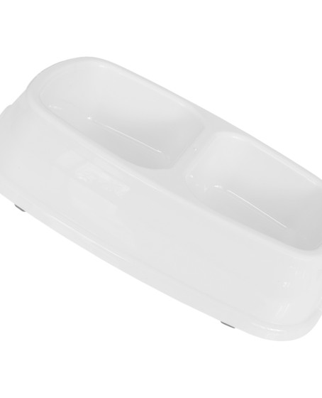 İkili Plastik Mama Ve Su Kabı 500 + 500 Ml Beyaz İkili Plastik Mama Ve Su Kabı 500 + 500 Ml Beyaz