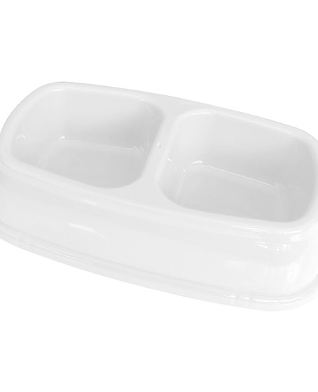 İkili Plastik Mama Ve Su Kabı 500 + 500 Ml Beyaz İkili Plastik Mama Ve Su Kabı 500 + 500 Ml Beyaz