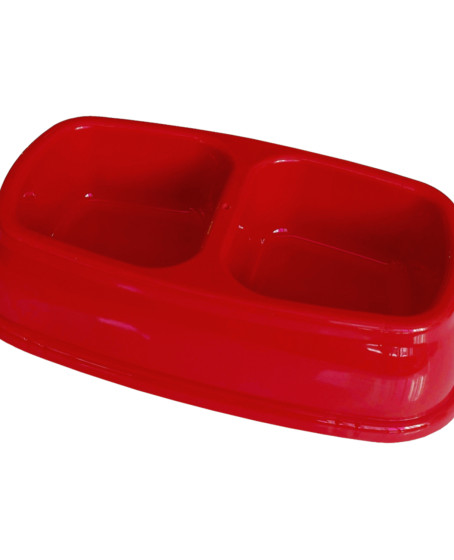 İkili Plastik Mama ve Su Kabı 500 + 500 ml Kırmızı